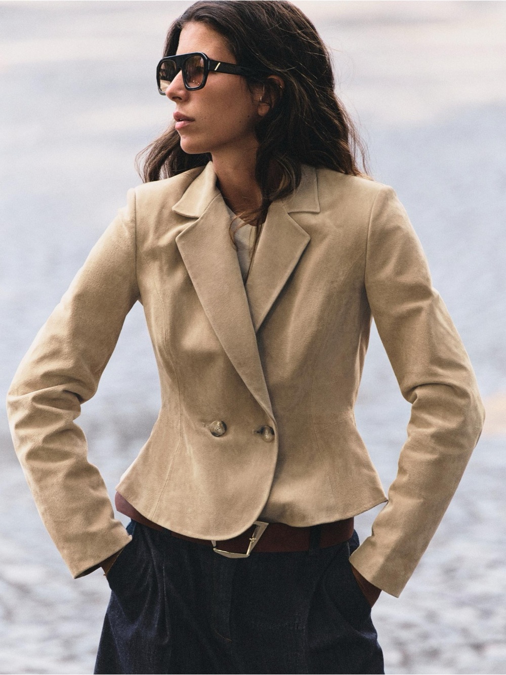 Zara LEATHER CROPPED BLAZER WITH SHOULDER PADS 3046/283/711 - Picture 4 of 7